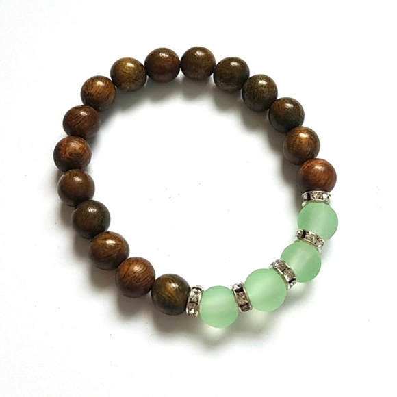 Handmade Jewelry - Handmade Beaded Bracelet Stretchy Brown/Green